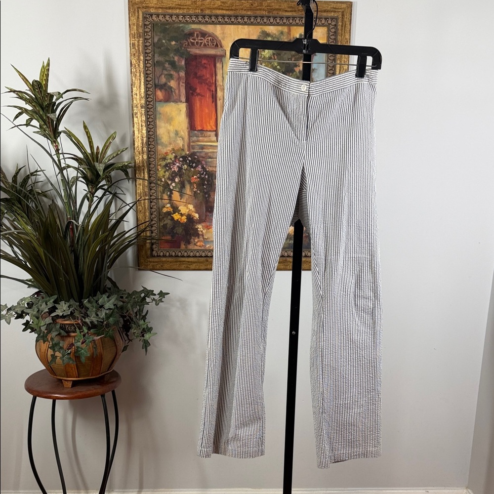 Liz Lange Black and White Striped Straight Leg Pants